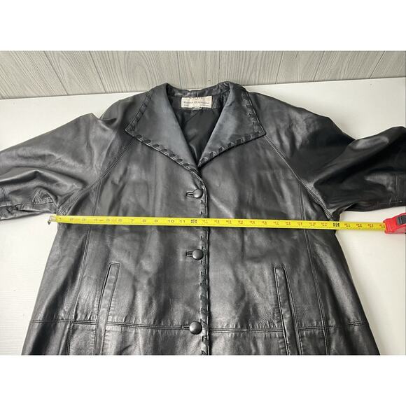 Women's XL Dero by Rocco D'Amelio Vintage Black Leather Mid Length Jacket - Picture 9 of 12
